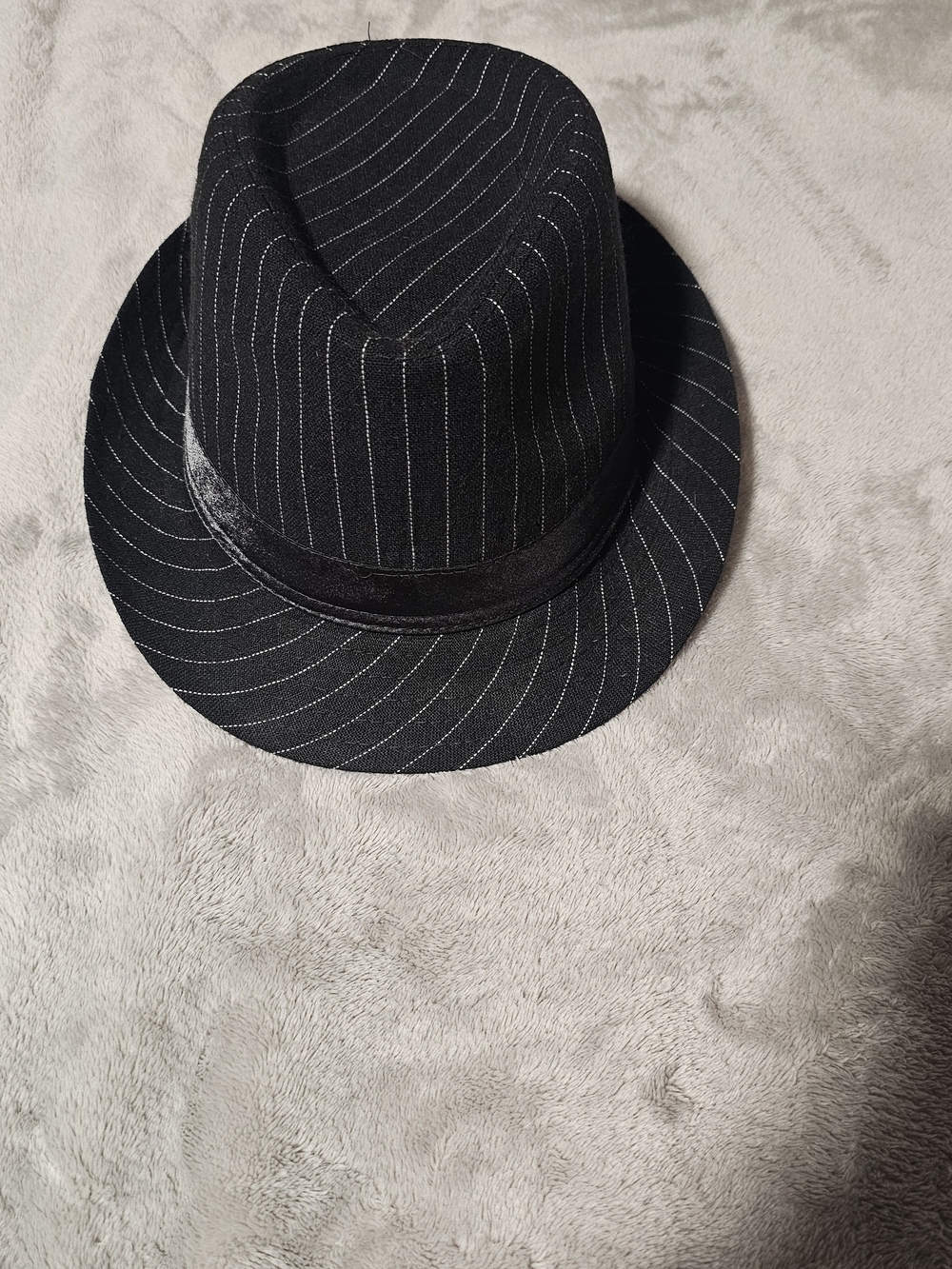 Black Pinstripe Fedora Hat